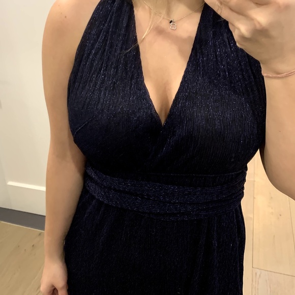 Zara Basic Open Back Evening Navy Sexy Gown - Picture 4 of 6